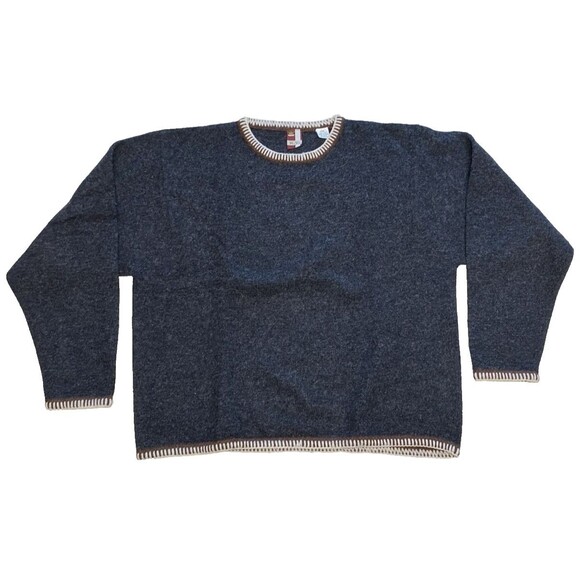 Easy Travel R.V. RV 100% Wool Gray Crew Neck Pullover Icelandic Sweater L XL - Picture 1 of 7